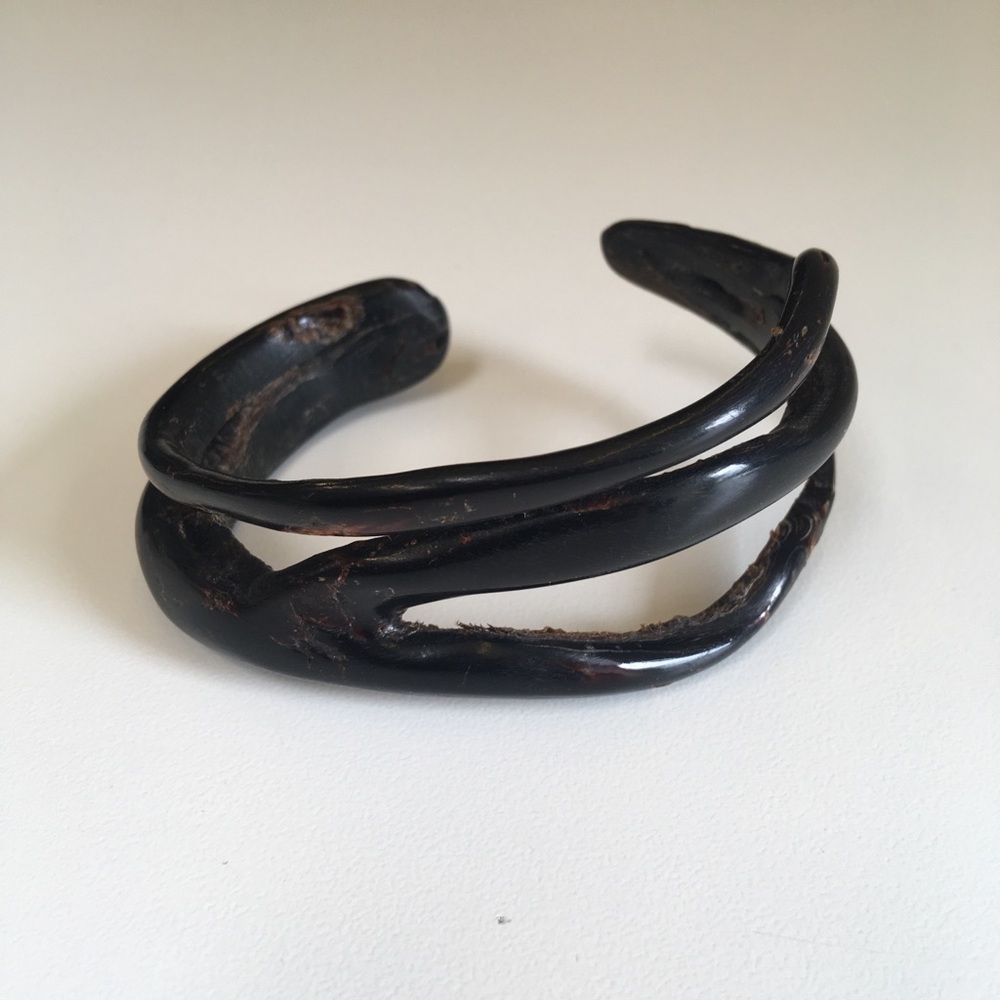 Vintage Black Coral Bracelet Cuff. Rare